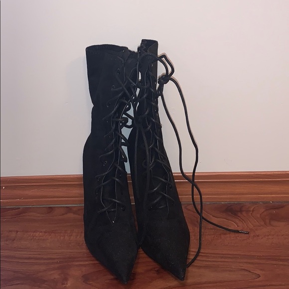NEW NEVER WORN black lace up booties - Picture 4 of 6